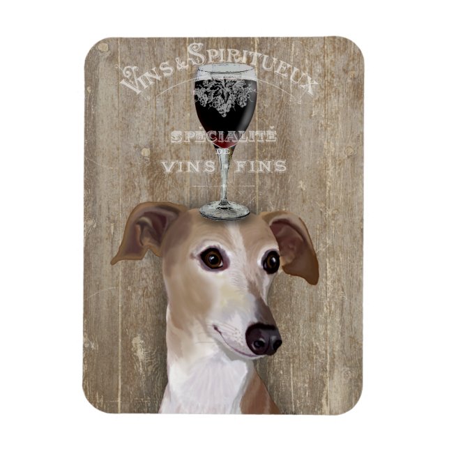 Dog Au Vin Greyhound Magnet (Vertikal)