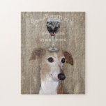 Dog Au Vin Greyhound Puzzle<br><div class="desc">Hund Au Vin Greyhound von Fabfunky. Ein Windhund mit Wein. | 190956D</div>