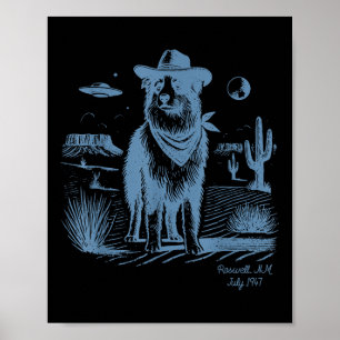 Dog Australian Shepherd Aussie Vintag Ufo Western Poster