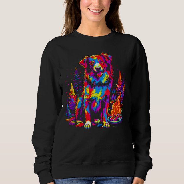 Dog Australian Shepherd Camping Sweatshirt (Vorderseite)