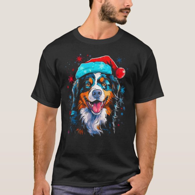 Dog Australian Shepherd Santa Christmas Xmas T-Shirt (Vorderseite)