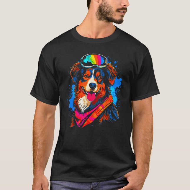 Dog Australian Shepherd Snowboard T-Shirt (Vorderseite)