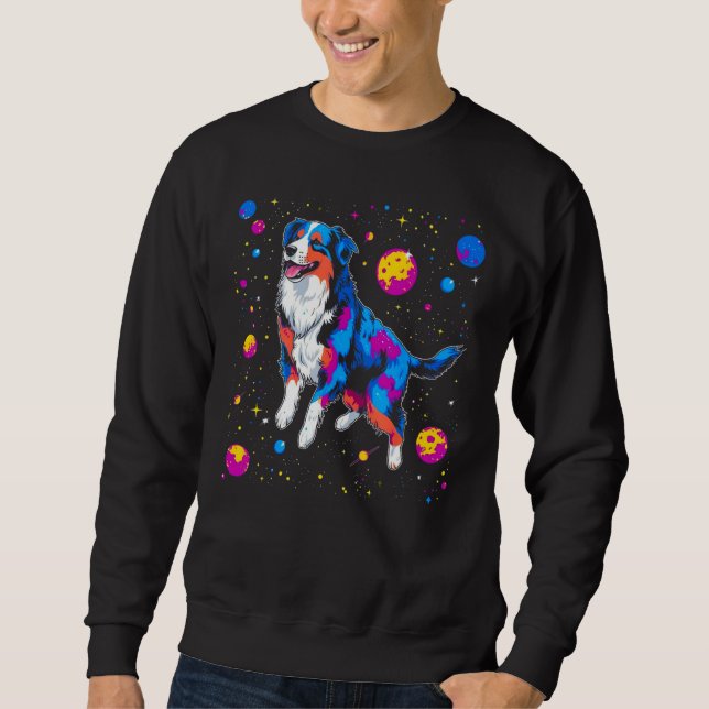 Dog Australian Shepherd Space Sweatshirt (Vorderseite)