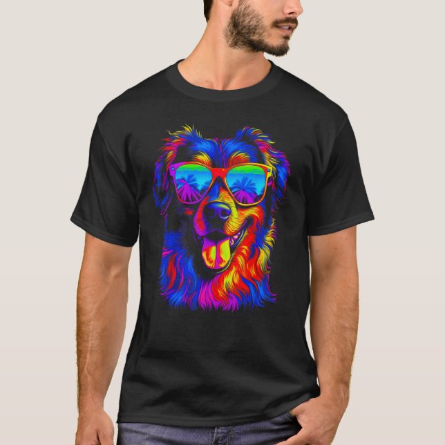 Dog Australian Shepherd Summer Party T-Shirt (Vorderseite)