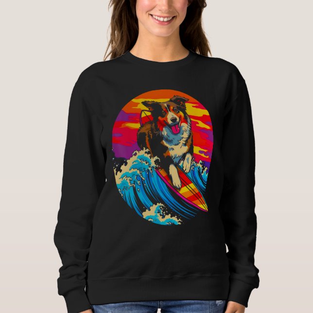 Dog Australian Shepherd Surf Sweatshirt (Vorderseite)