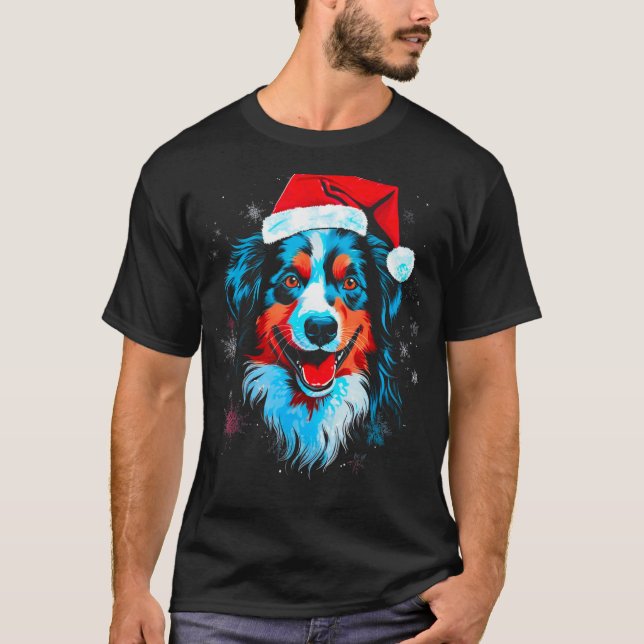Dog Australian Shepherd Xmas T-Shirt (Vorderseite)