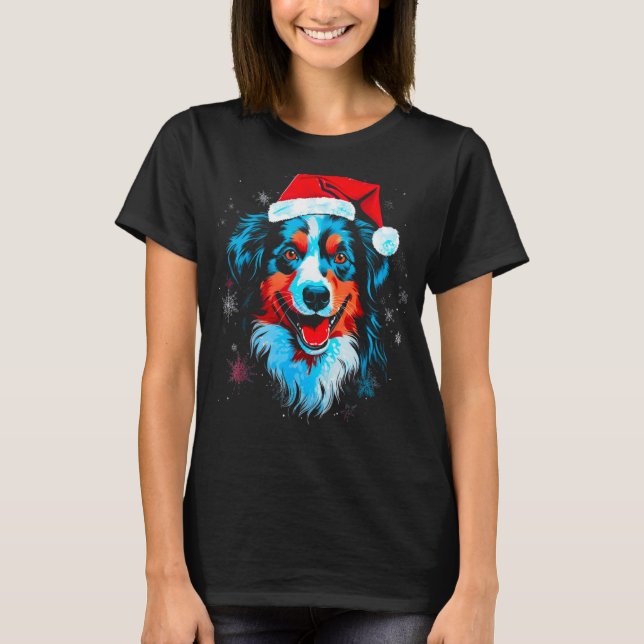 Dog Australian Shepherd Xmas T-Shirt (Vorderseite)