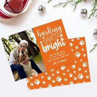 DOG BARKING SPIRIT BRIGHT PAWS ORANGE CHRISTMAS