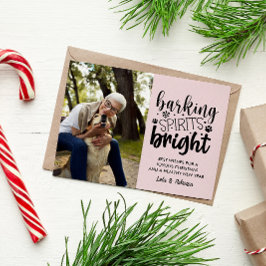 DOG BARKING SPIRIT BRIGHT PET PINK CHRISTMAS FEIERTAGSPOSTKARTE