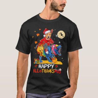 Dog Basenji Happy Hallothanksmas Halloween Thanksg T-Shirt