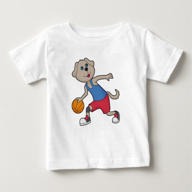 Dog Basketball-Spieler Basketball Baby T-shirt (Vorderseite)
