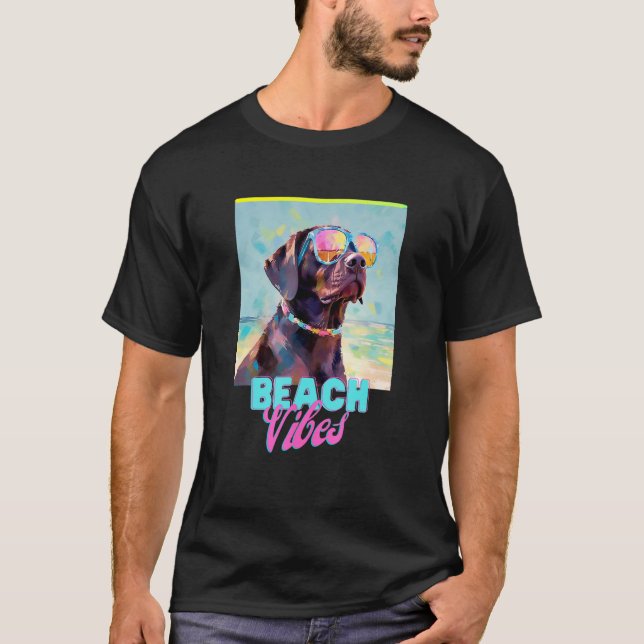 Dog Beach T Shirt Cute Labrador Owner Tee Gift Fun (Vorderseite)