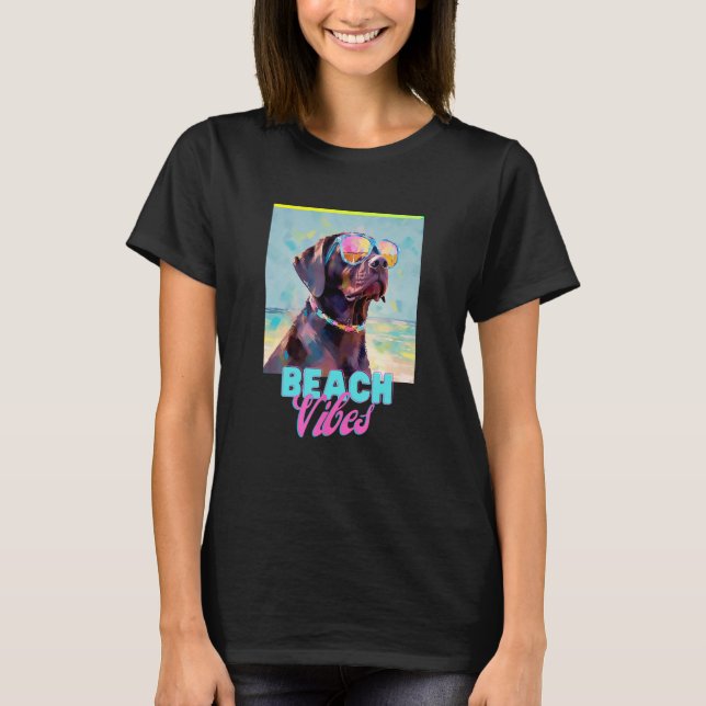 Dog Beach T Shirt Niedlich Labrador Eigentümer T-S (Vorderseite)