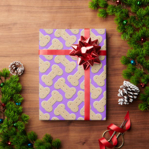 Dog Biscuit Knochen Muster Lila Geschenkpapier