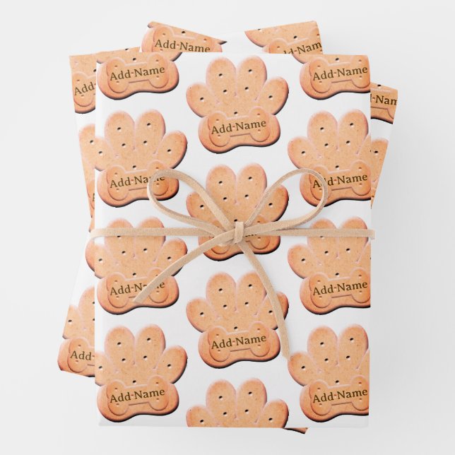 Dog Biscuit Pawprint und Knochenkunst Geschenkpapier Set (Beispiel)