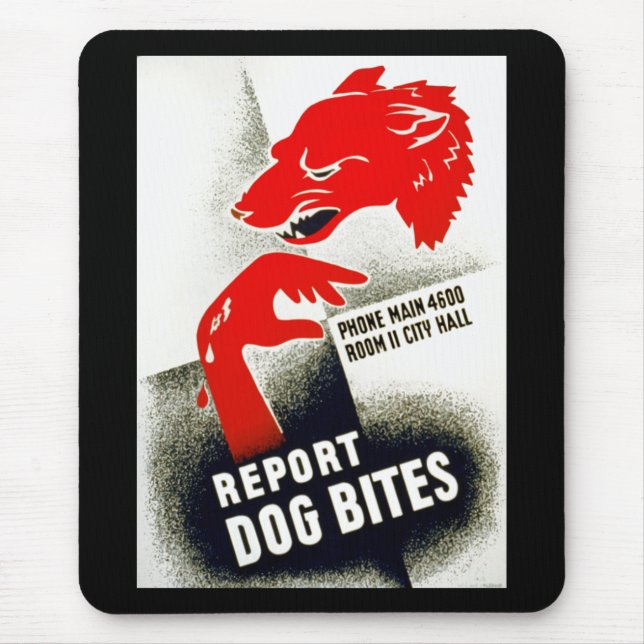 Dog Bites melden Mousepad (Vorne)