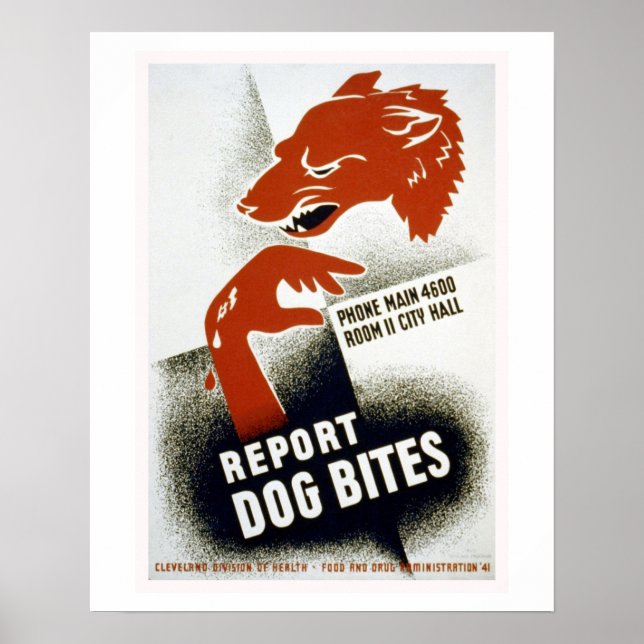 Dog Bites Vintag WPA Poster (Vorne)