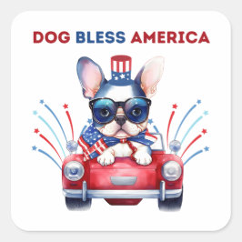 Dog Bless America Pub Square Sticker