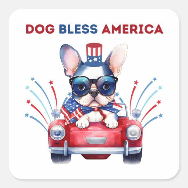 Dog Bless America Pub Square Sticker (Vorderseite)