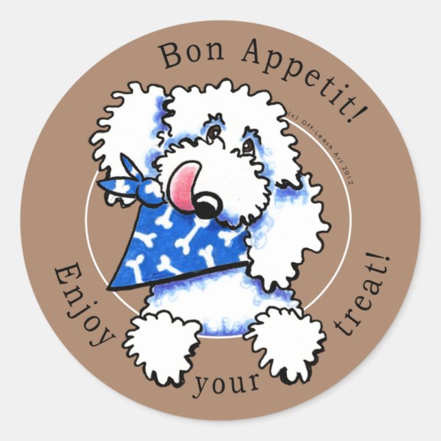 Dog Bon Appetit! Haustiere Leckereien Labels Taupe Runder Aufkleber (Vorderseite)