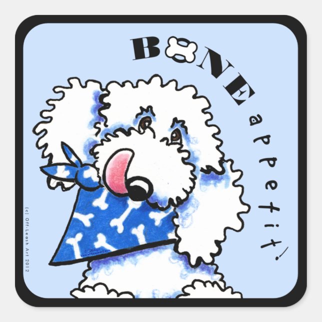 Dog Bone Appetit! Gourmet Pet Foods Steel Blue Quadratischer Aufkleber (Vorderseite)