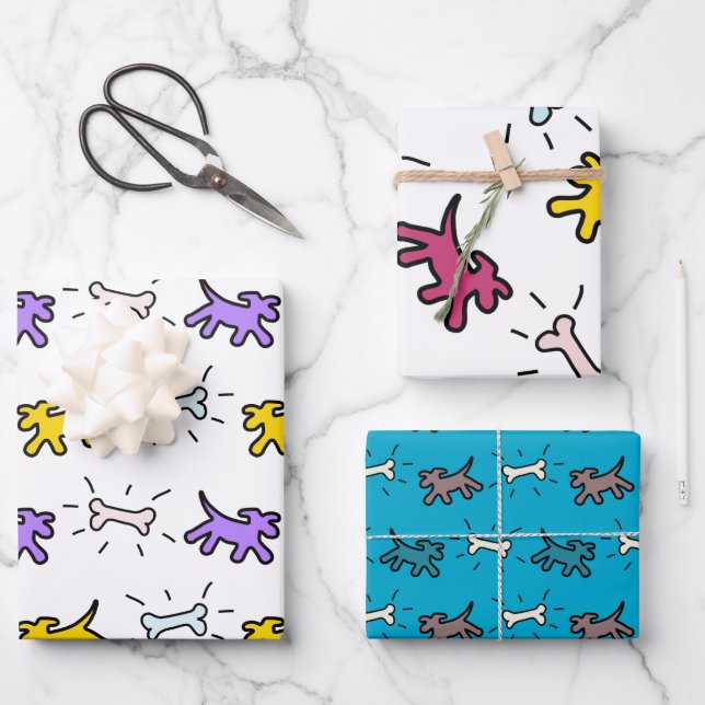 Dog Bone Graffiti Style 3 Muster WPS3 Geschenkpapier Set (Vorderseite)