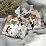 Dog Bone Modernes Vier Foto Pet Collage Keramikornament<br><div class="desc">Feiern Sie die magische und festliche Urlaubssaison mit unserem maßgeschneiderten Foto Collage Ornament. Unser modernes,  elegantes Urlaubsdesign besticht durch ein modernes und minimalistisches 4-Foto-Kollage-Layout mit modernem,  weißem Hundebön-Design inmitten der viereckigen Collage des Fotos. Passen Sie den Namen und das Jahr Ihres Hauses an.</div>