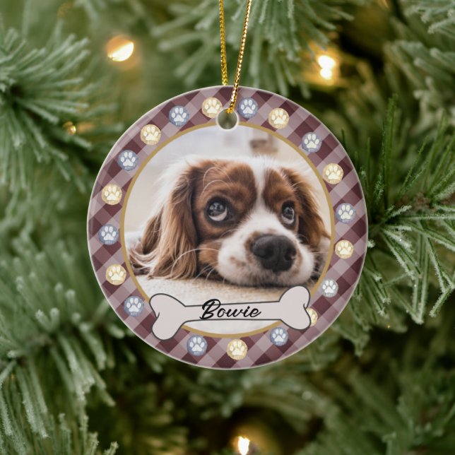Dog Bone Name Paws Christmas | Keramik Ornament (Baum)