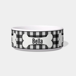 Dog Bone on Gingham Bowl Napf
