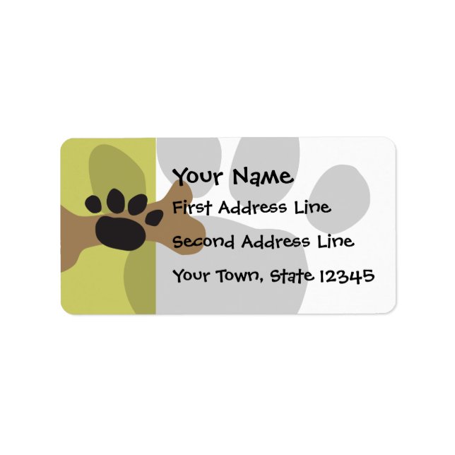 Dog Bone & Paw Print Adressaufkleber (Vorne)
