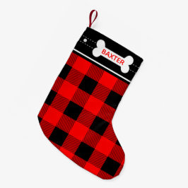Dog Bone Weihnachten Red Flannel Kariert Kleiner Weihnachtsstrumpf