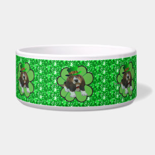 Dog Bowl Basset Hound St Patrick's Clover Napf