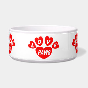 Dog Bowl Liebe Paws Hearts Red Napf