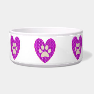 Dog Bowl Paw Herz rosa Weiße Glitzer.. Napf