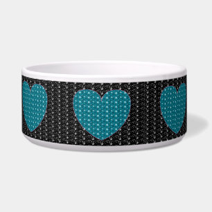 Dog Bowl Turquois Herz Glitzer Napf