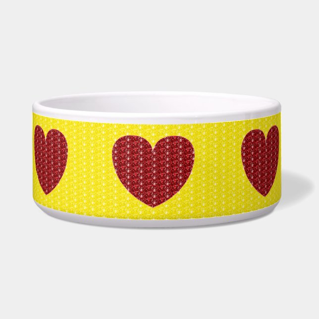 Dog Bowl Yellow Heart Glitzer Napf (Vorderseite)