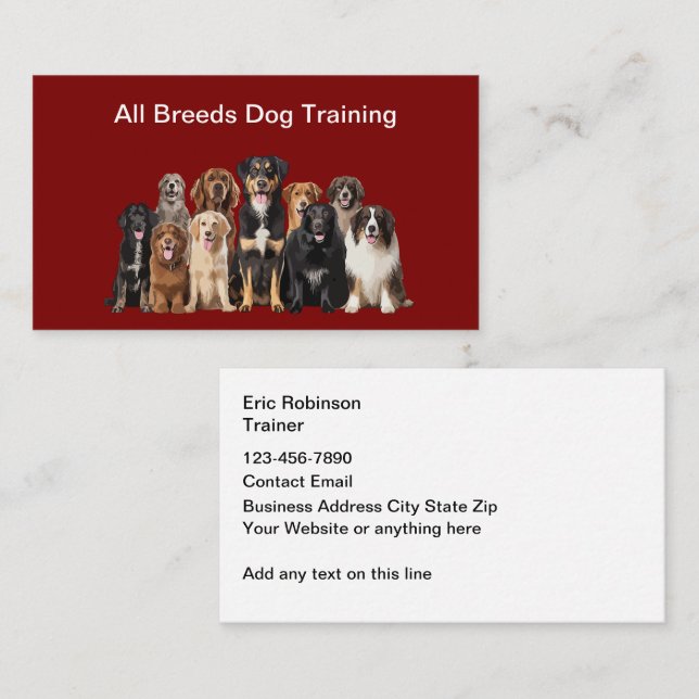 Dog Breeder Canine Theme Business Cards Visitenkarte (Vorne/Hinten)