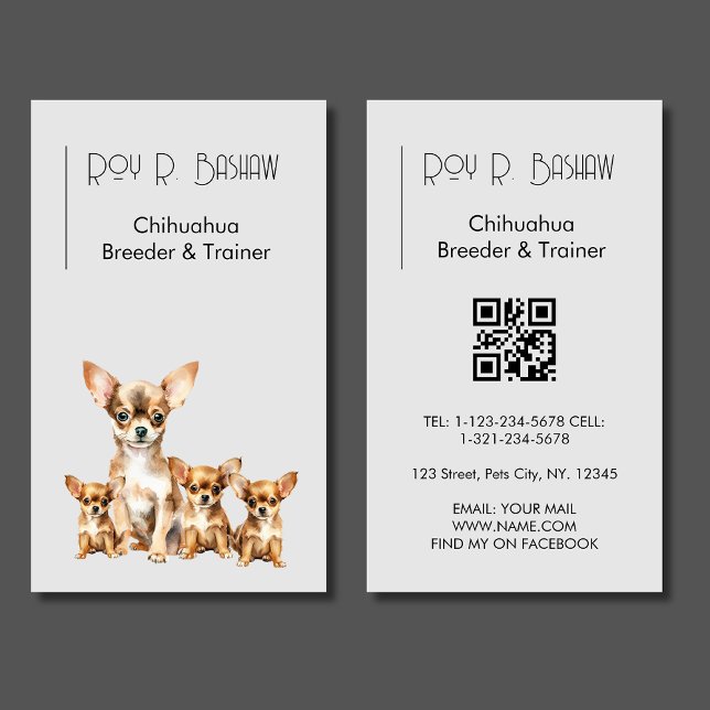 Dog Breeder Trainer Chihuahua Animals QR Code  Visitenkarte (Von Creator hochgeladen)