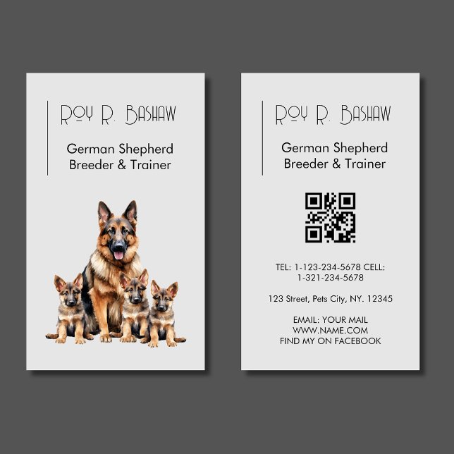 Dog Breeder Trainer German Shepherd Puppy QR Code  Visitenkarte (Von Creator hochgeladen)