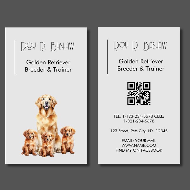 Dog Breeder Trainer Golden Retriever QR Code  Visitenkarte (Von Creator hochgeladen)