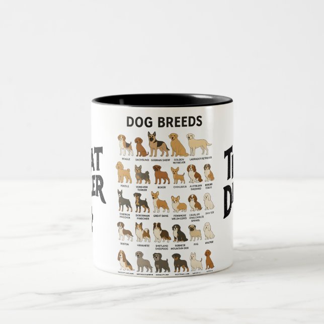 Dog Breeds Mug – Cute Dog Lover Coffee Cup Zweifarbige Tasse (Mittel)