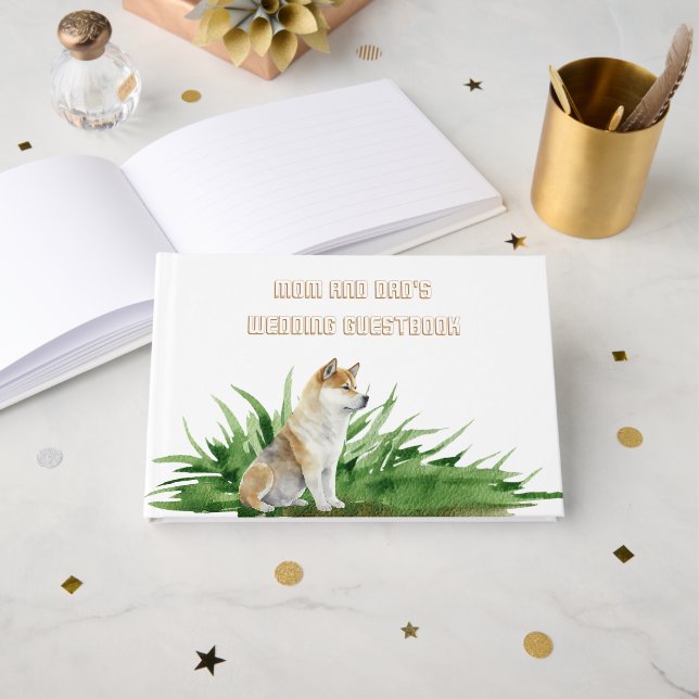 Dog Bride and Groom Pet Wedding Gästebuch (Vorderseite Offen)