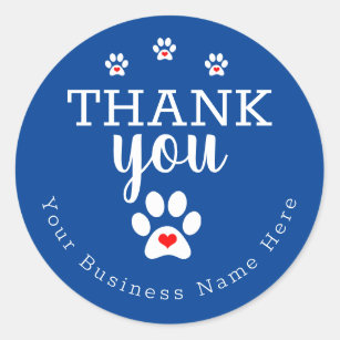 Dog Business Blue Dog Paw Print Danke Stickers