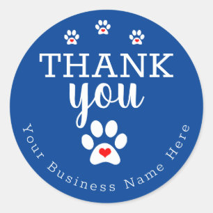 Dog Business Blue Dog Paw Print Danke Stickers