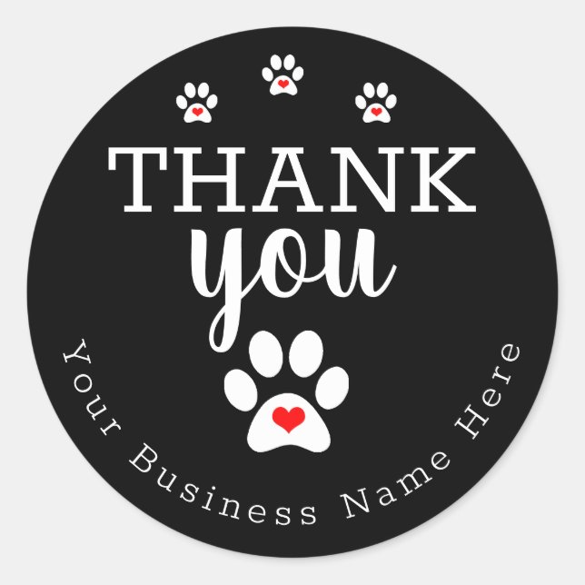 Dog Business, Dog Paw Print Danke Stickers (Vorderseite)