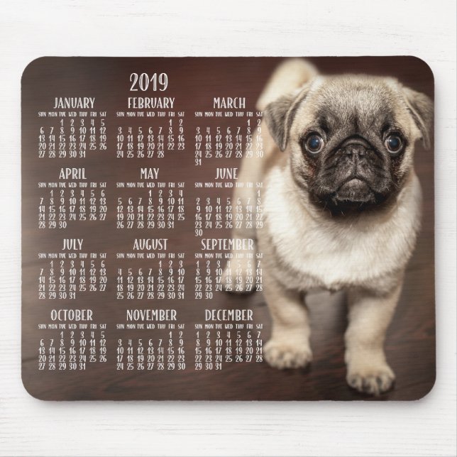 Dog Calendar 2019 Maus Pad Niedliche Welpe Mousepad (Vorne)