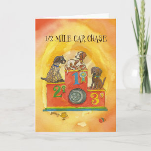 Dog Car Chase - Funny Birthday Card Karte