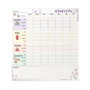 Dog Care Tracker Notepad: Essen, Bad & mehr! Notizblock