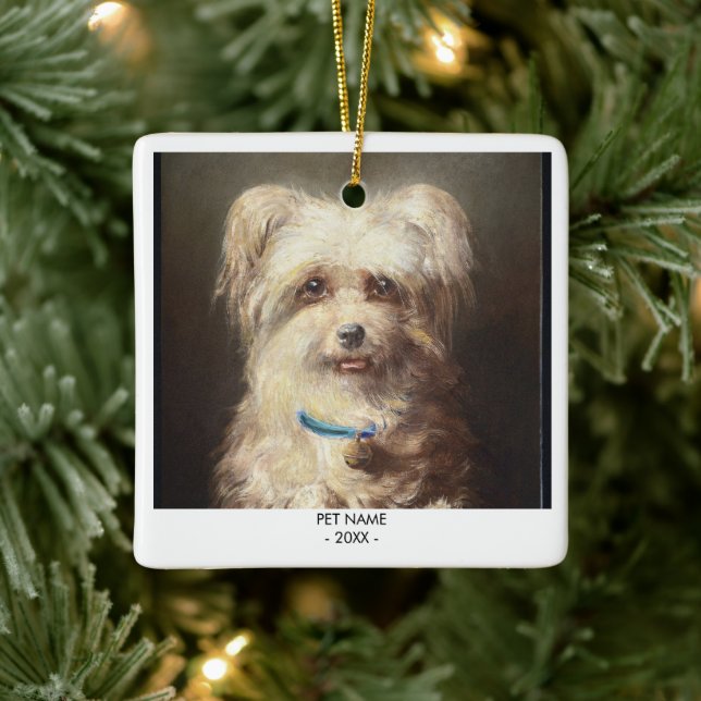 Dog Cat Foto Haustier Memorial Geschenk Portrait W Keramikornament (Baum)