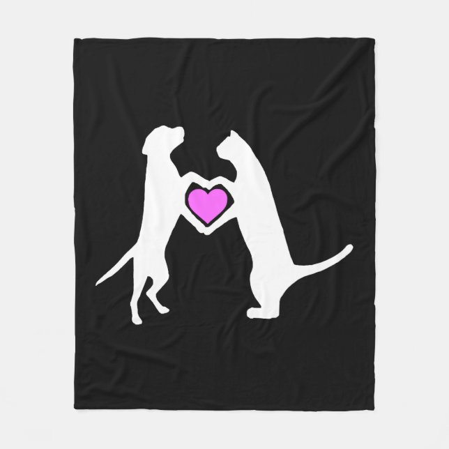 Dog Cat Love Fleecedecke (Vorderseite)